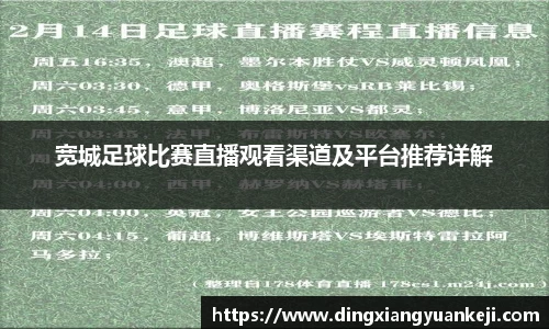 宽城足球比赛直播观看渠道及平台推荐详解